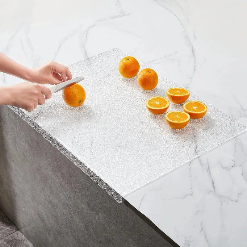 Acrylic Glass Pattern Cutting Board - Transparent Non-Slip Chopping Board for Fruits Vegetables, Kitchen Plastic Cutting Mat